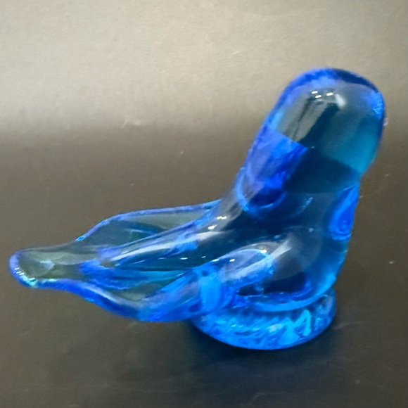 Vintage 1987 Signed Leo Ward Bluebird Of Happiness Art Glass Blue Bird Figurine - Picture 4 of 16